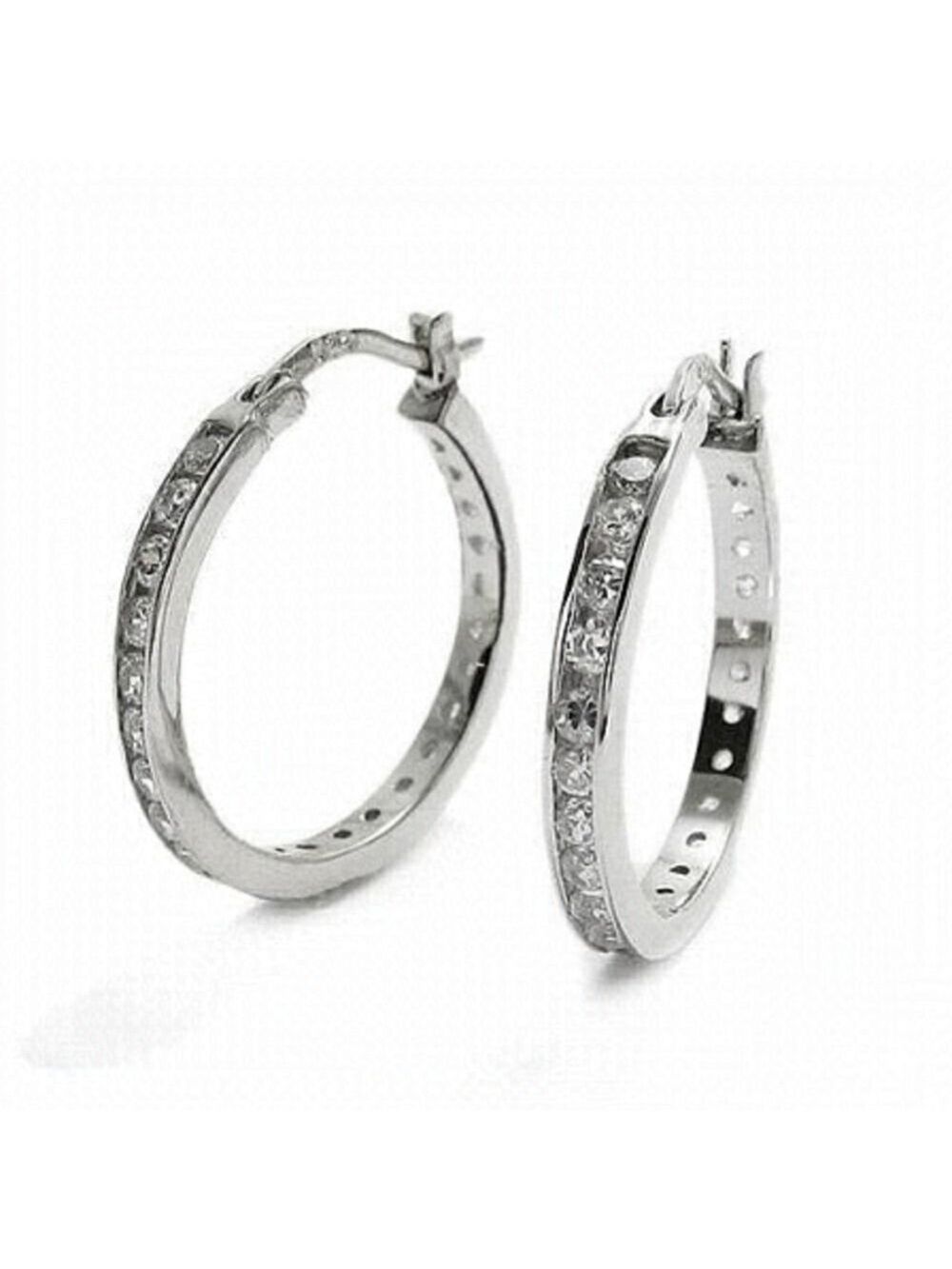 Sterling Silver CZ Hoop Earrings 🆕
